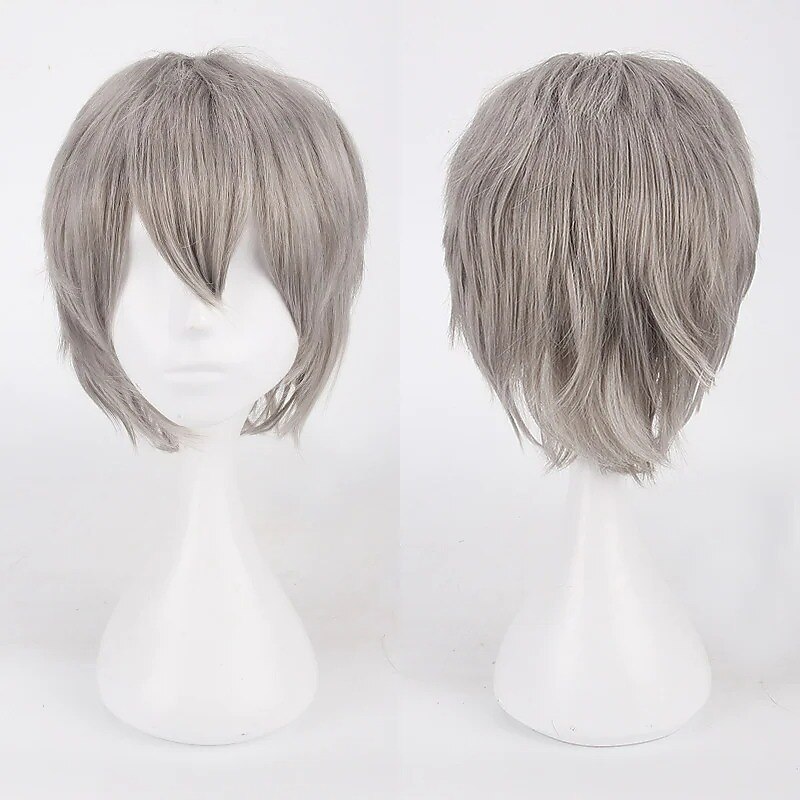 Cosplay Wigs For Men And Women Heat Resistant Fiber Anime Wig 12Inch Halloween Wigs4