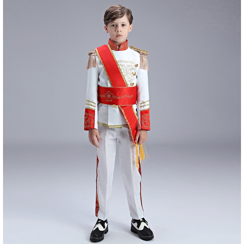 Prince Aristocrat Retro Vintage Rococo Medieval 18th Century Coat Party Costume Boys Kid's Costume Vintage Cosplay Long Sleeve Coat World Book Day Costumes2