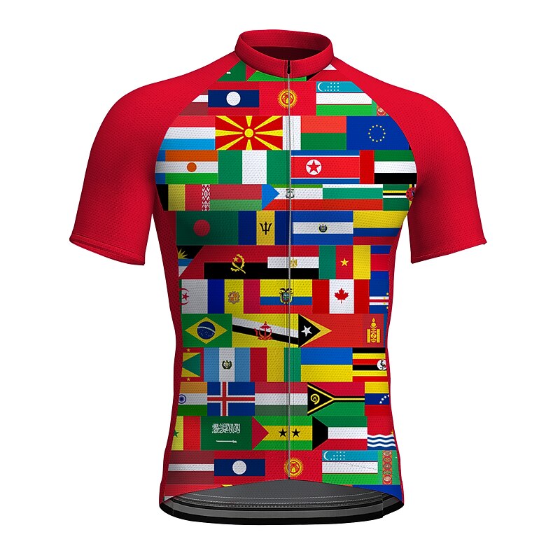 Men's Cycling Jersey National Flag Short Sleeve Bike Jersey Top with 3 Rear Pockets Mountain Bike MTB Road Bike Cycling Quick Dry Reflective Strips Back Pocket Moisture Wicking Sports Red Green3