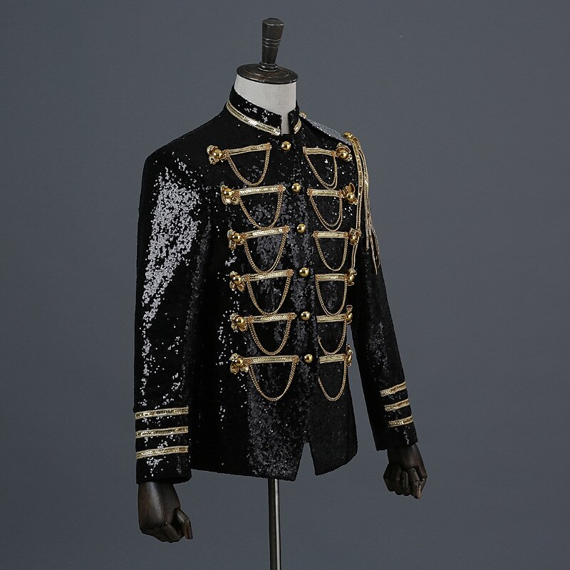 Retro Vintage Rococo Medieval Masquerade Suits & Blazers Lapel Collar Blazer Prince Aristocrat Sequins Sequin Fancy Dress Men's Halloween Carnival Masquerade Party Evening Wear Prom Carnival of Venice4