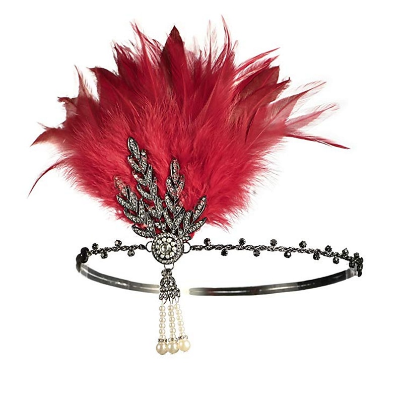 Vintage 1920s The Great Gatsby Flapper Headband Accessories Set Charleston Wedding Guest Feather Fancy Dress Women's Wedding Reception Bachelorette Party Festival Adults' Gloves4