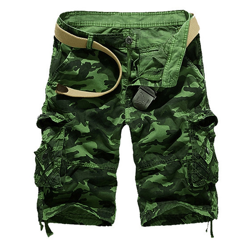 Men's Cargo Shorts Camo Shorts Hiking Shorts Multi Pocket Multiple Pockets Camouflage Breathable Outdoor Knee Length Casual Daily Streetwear Stylish Camouflage Red Camouflage Blue Inelastic4