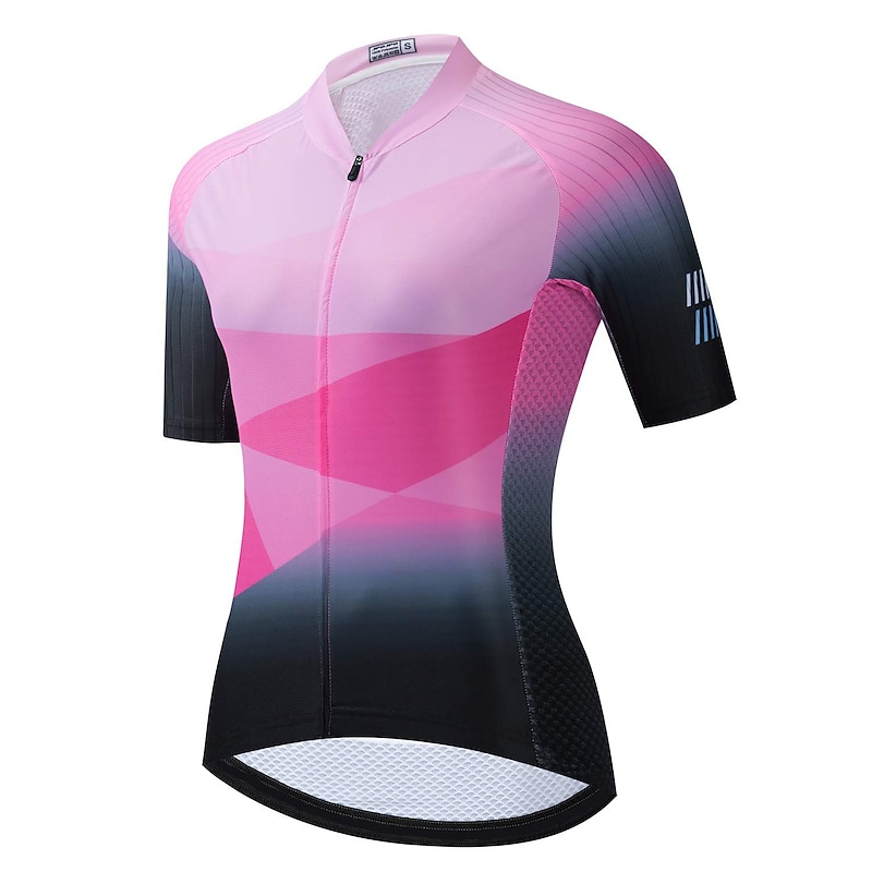 Women's Cycling Jersey Geometric Short Sleeve Bike Jersey Top with 3 Rear Pockets Mountain Bike MTB Road Bike Cycling Quick Dry Reflective Strips Back Pocket Moisture Wicking Sports Yellow Pink Red3
