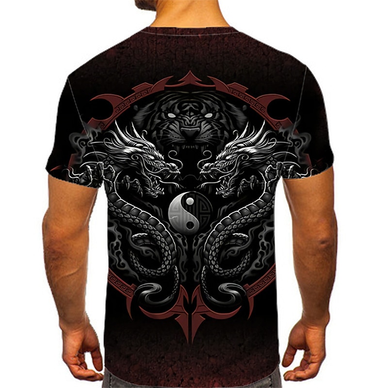 Men's Dragon Gossip T Shirt Short Sleeve T shirt 3D Print Crew Neck Shirt Sports Fashion Sportswear Outdoor Vacation Street Black Summer Spring Clothing Apparel S M L XL XXL XXXL 4XL2