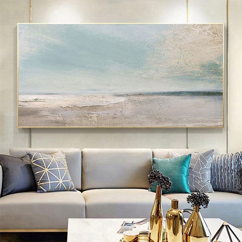 Handmade Oil Painting Canvas Wall Art Decoration Abstract Seascape Painting Beach Ocean for Home Decor Rolled Frameless Unstretched Painting