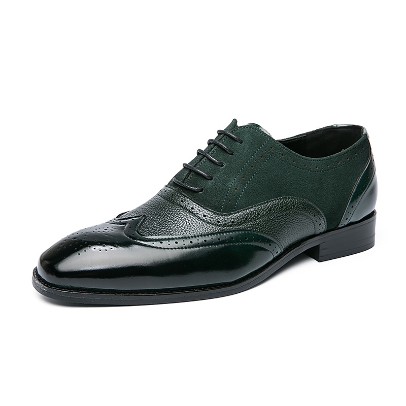 Men's Oxfords Derby Shoes Formal Shoes Brogue Dress Shoes Casual British Daily Party & Evening St. Patrick's Day PU Lace-up Blue Brown Green Spring Fall
