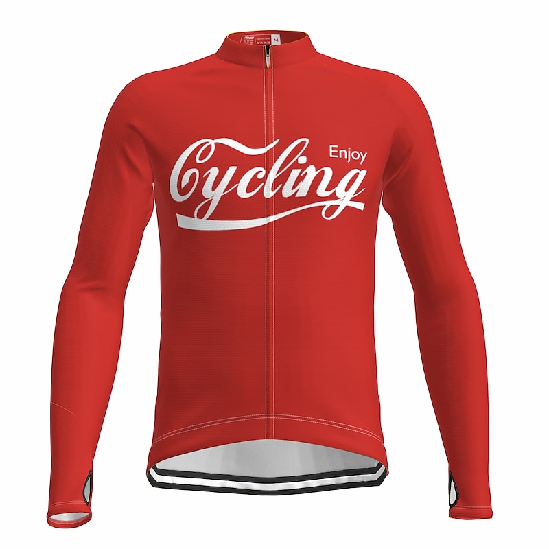 Men's Cycling Jersey Letter & Number Long Sleeve Bike Jersey Top with 3 Rear Pockets Mountain Bike MTB Road Bike Cycling Quick Dry Reflective Strips Back Pocket Moisture Wicking Sports Black Red Blue2