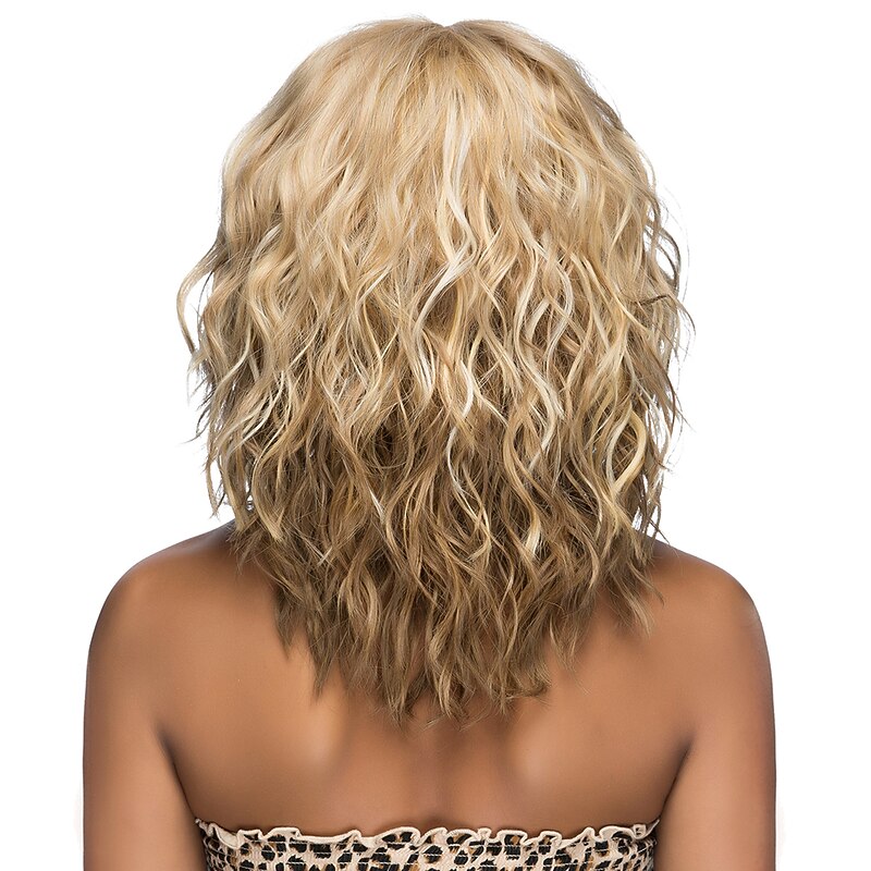 Synthetic Wig Curly With Bangs Wig Medium Length A1 Synthetic Hair Women's Cosplay Soft Fashion Blonde3