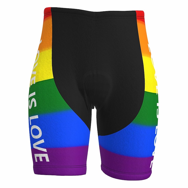 Men's Rainbow Cycling Road Shorts Bike Shorts Cycling Padded Shorts Bike Padded Shorts / Chamois Mountain Bike MTB Road Bike Cycling Sports 3D Pad Cycling Quick Dry Moisture Wicking Yellow Red Spandex3