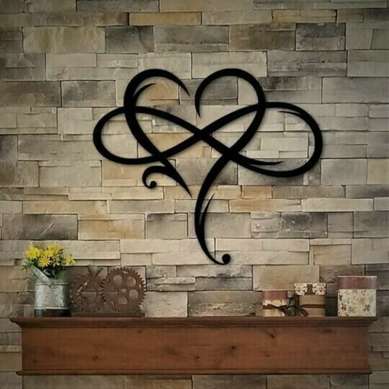 Infinity Heart Wall Decor, Unique Infinity Heart Metal Art Wall Decor Love Sign Steel Wall Plaques Bedroom Ornaments for Home Wedding Decor, Room Living Room Decoration