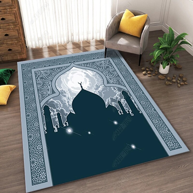 Muslim Prayer Rug Thick, Islamic, Soft Velvet Mat Ramadan Eid Gift, with Unique Decoration for Women Man Kids Meditation Turkish African4