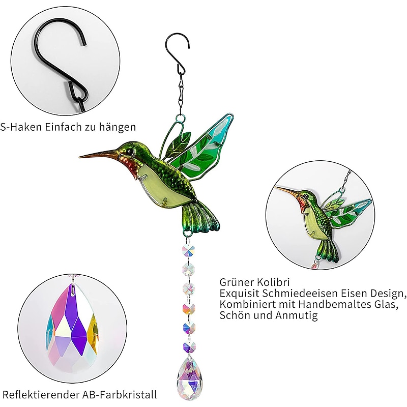 Suncatcher Bird Crystal Ball Prism Window Visor Rainbow Maker Pendant Sun Catcher4