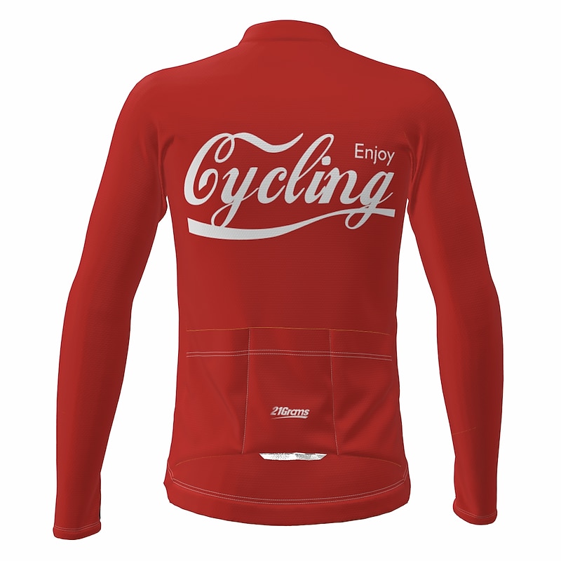 Men's Cycling Jersey Letter & Number Long Sleeve Bike Jersey Top with 3 Rear Pockets Mountain Bike MTB Road Bike Cycling Quick Dry Reflective Strips Back Pocket Moisture Wicking Sports Black Red Blue3