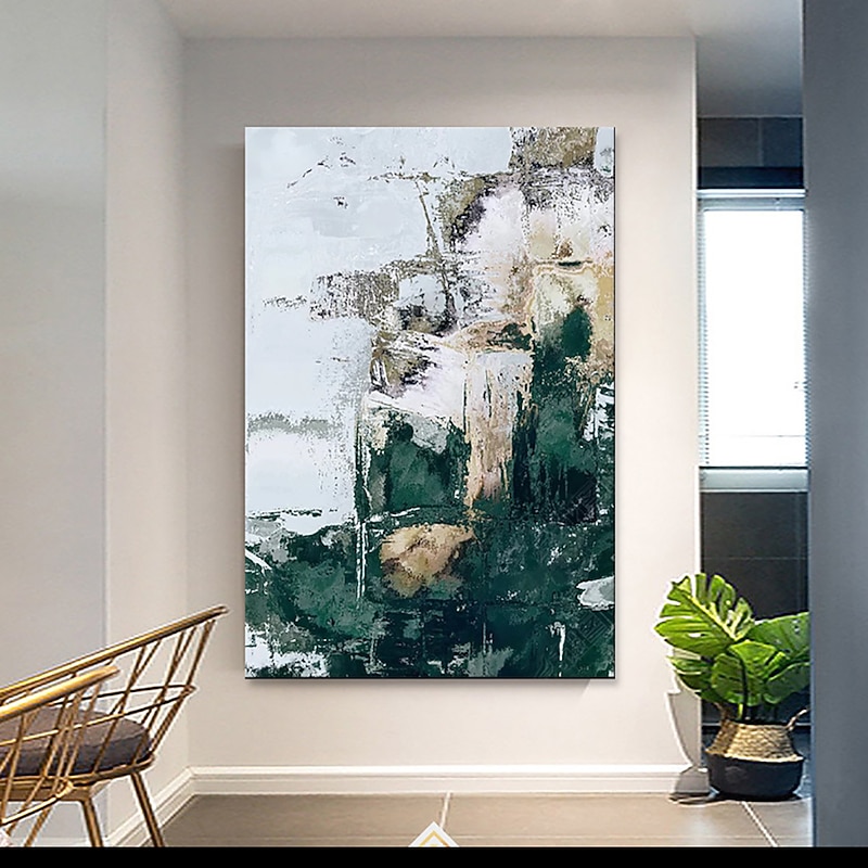 Handmade Oil Painting Canvas Wall Art Decoration Modern Green Abstract for Home Decor Rolled Frameless Unstretched Painting