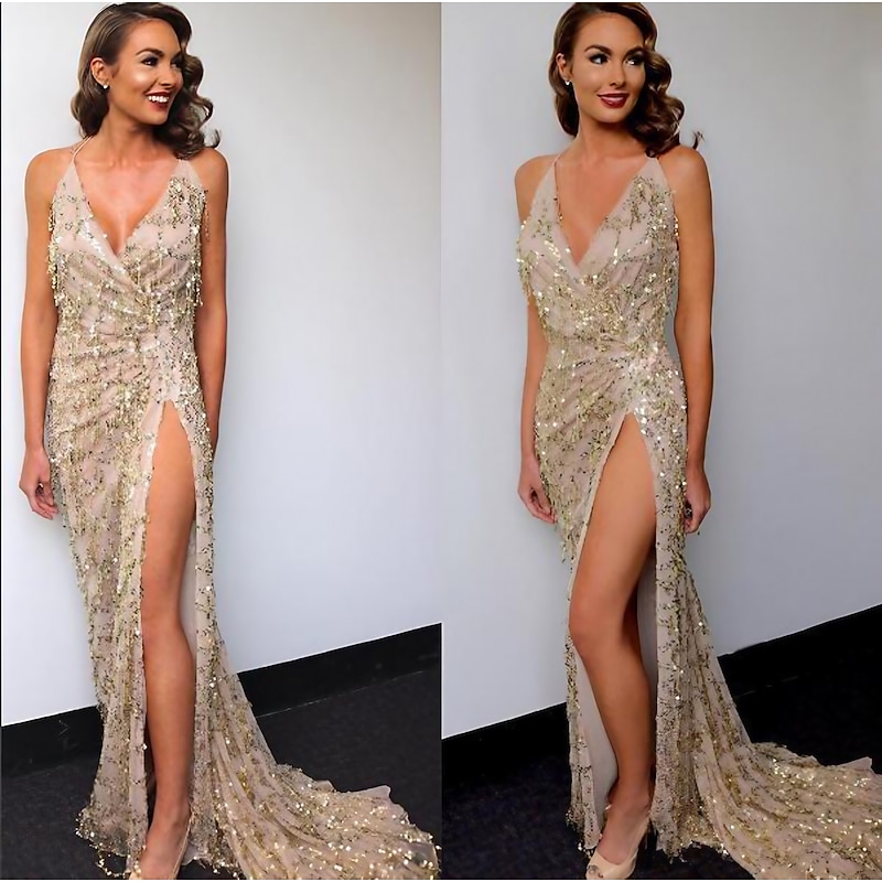 Roaring 20s 1920s Cocktail Dress Flapper Dress Dress Prom Dress Normal The Great Gatsby Charleston Wedding Guest Sequins Fancy Dress Women's Wedding Wedding Guest Event / Party Adults' Dress