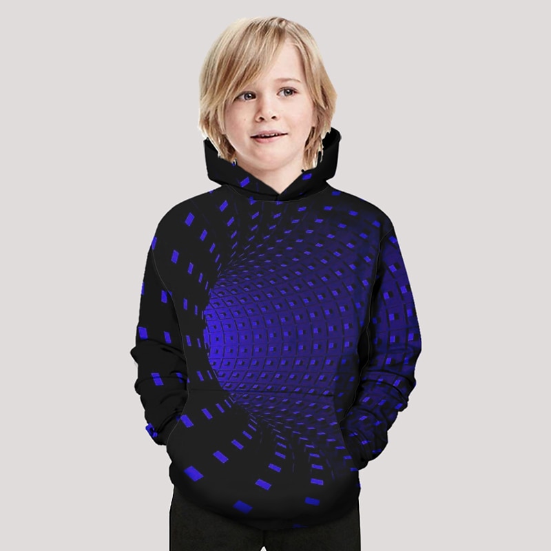 Boys 3D Geometric Hoodie Long Sleeve 3D Print Spring Winter Active Basic Kids Toddler Daily4