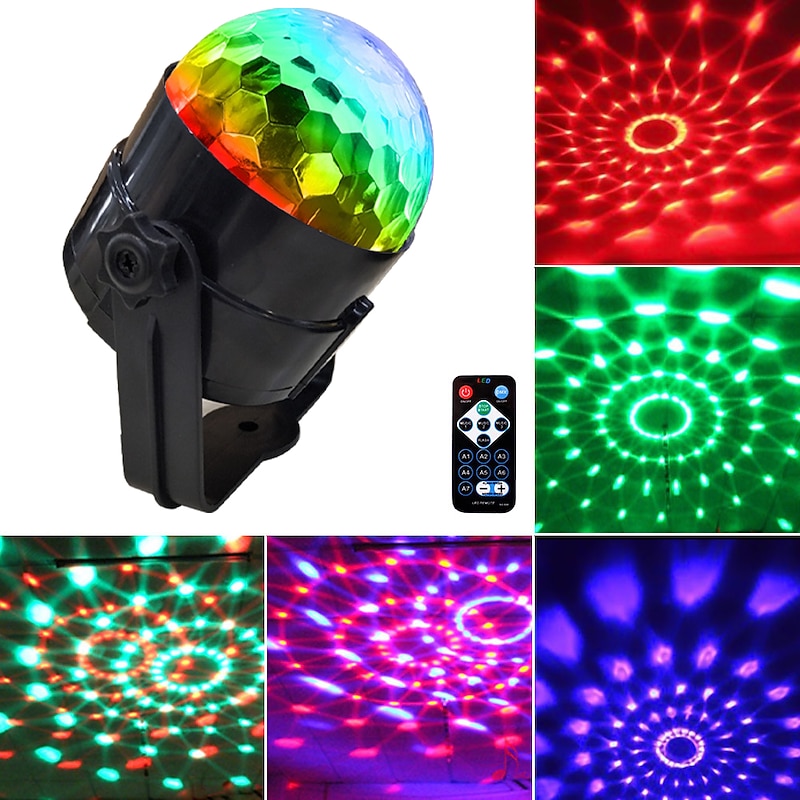 Party Disco Ball Lights, Party Lights Indoor Sound Activated RGB Strobe Lights with Remote, 7 Colors DJ Stage Lights for Home, Parties, Weddings & Dance Clubs
