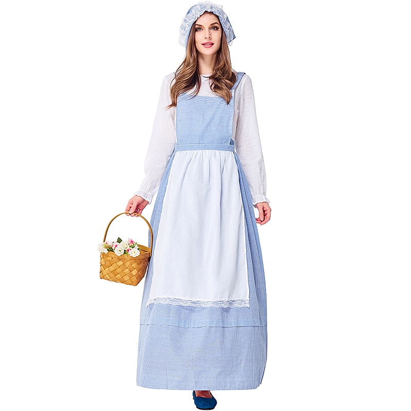 Retro Vintage Medieval 19th Century Outfits Prairie Dress Pioneer Girl Fancy Dress Women's Carnival Masquerade Event / Party Festival Adults Dress Apron Headband