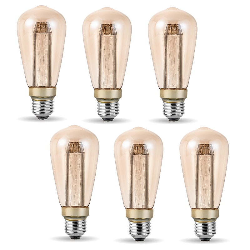 3PCS ST64 Vintage Edison LED Light guide Light Bulbs 3W 220V 110V E26/E27 Base Warm White 2200K Replacement Bulbs for Wall Sconces Lights Pendant Light Amber Warm & Squirrel Cage2
