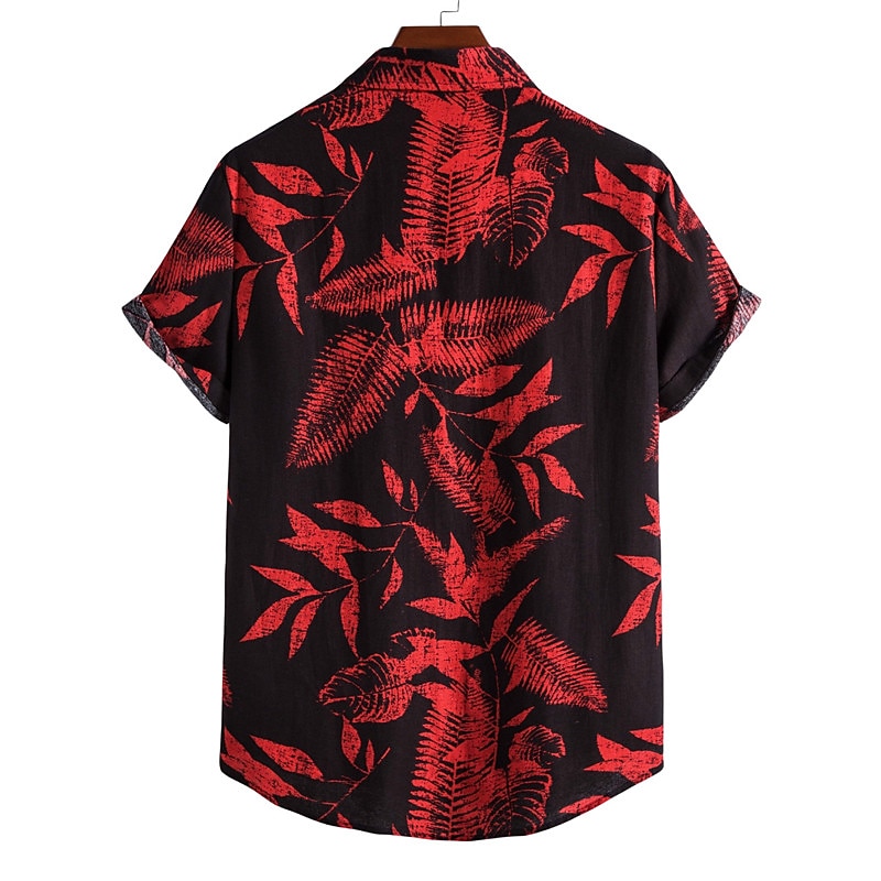 Men's Leaves Tropical Plants Shirt Summer Hawaiian Shirt Aloha Shirt Short Sleeve Shirt Turndown Fashion Designer Casual Outdoor Street Casual White+Red Yellow Red S M L2