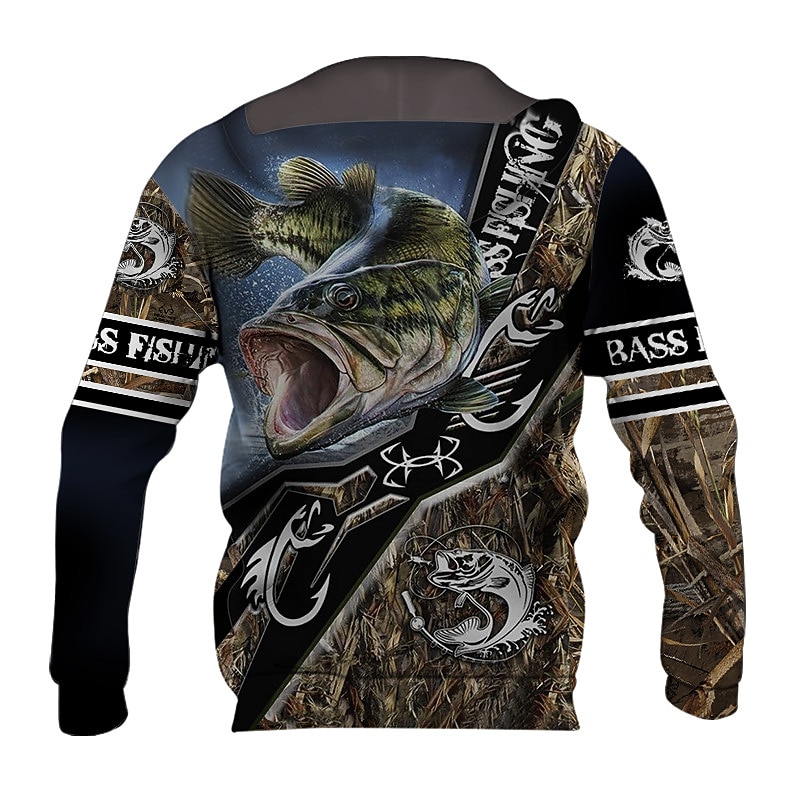 Men's Graphic Fish Hoodie Hoodies Sweatshirt Streetwear Designer Long Sleeve Hooded Sports & Outdoor Daily Black Royal Blue Print Spring &  Fall Designer3