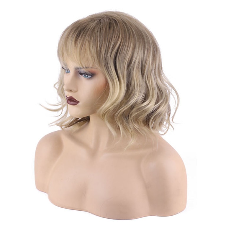 Blonde Wigs for Women Synthetic Wig Curly with Bangs Wig Blonde Short Blonde Synthetic Hair3