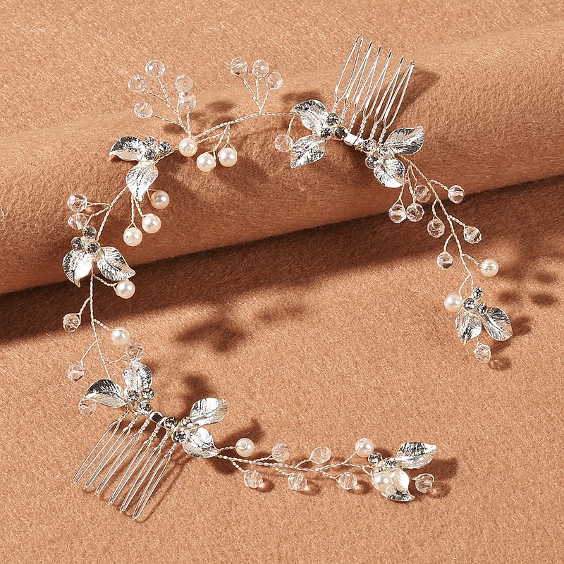 Hair Combs Headdress Headpiece Alloy Wedding Special Occasion Wedding Bridal With Imitation Pearl Crystals / Rhinestones Headpiece Headwear dress to impress3