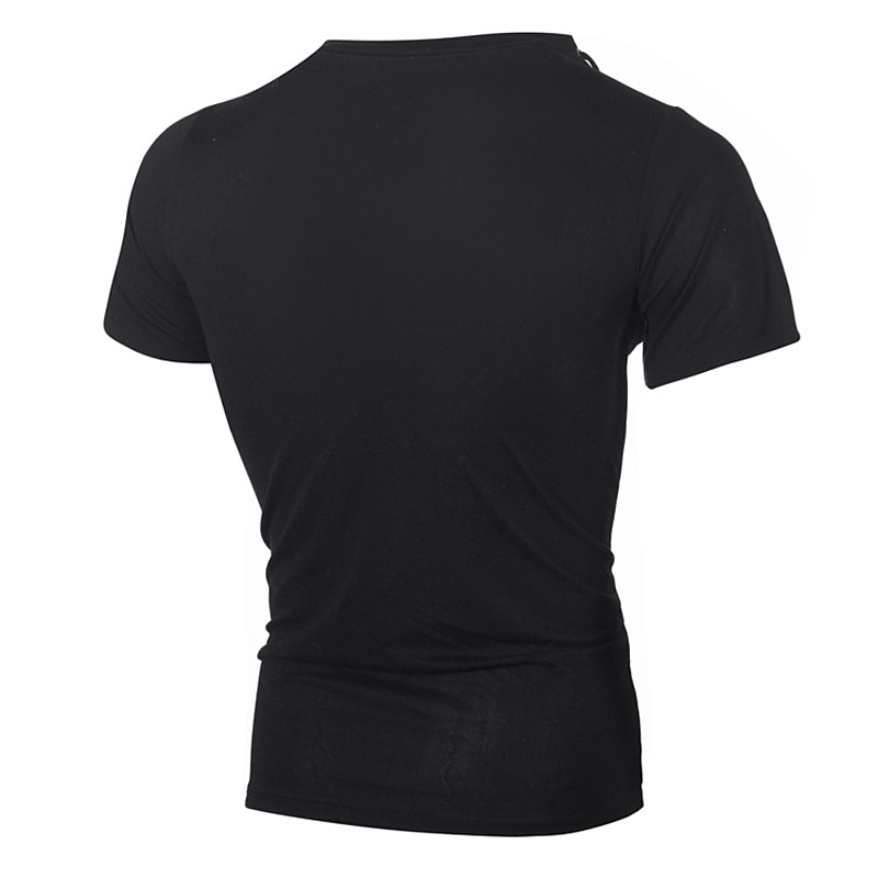 Men's T Shirt Short Sleeve V Neck Summer Plain Sports Fashion Lightweight Lace up Vacation Casual Holiday Black White Light Grey Top Tee for Men4