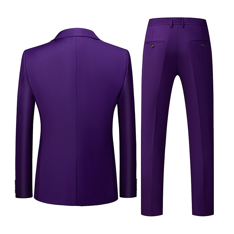 Men's Wedding Homecoming Groomsmen Suits Business WorkWear Yellow Sky Blue Solid Colored Standard Fit 3 Piece Single Breasted Two-buttons2