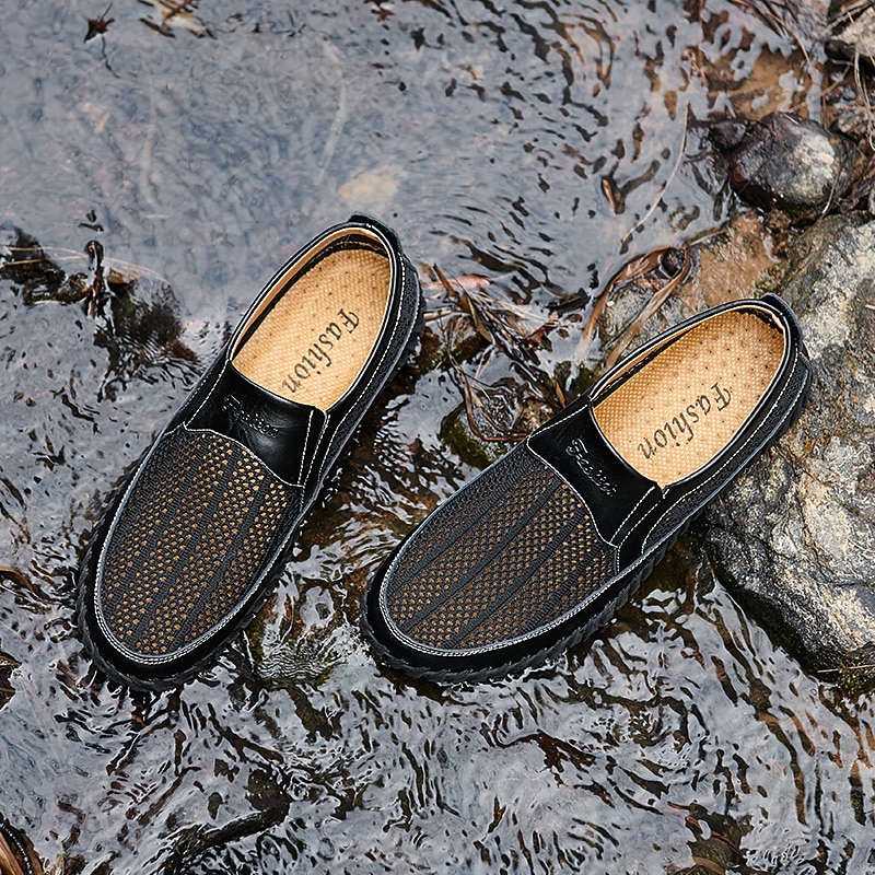 Men's Breathable Mesh Slip-On Shoes - Durable Waterproof Casual Loafers for Outdoor and Everyday Comfort2