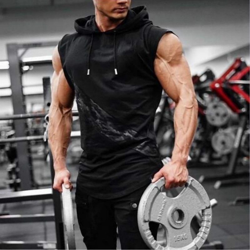 Men's Running Tank Top Workout Tank Sleeveless Tee Tshirt Athletic Summer Graphic Spandex Quick Dry Soft Moisture Wicking Breathable Active Training Walking Jogging Sportswear Activewear Black