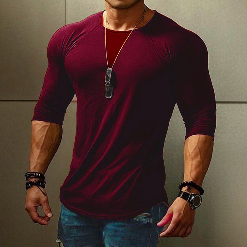 Men's T Shirt Tee Long Sleeve Shirt Long Sleeve Crew Neck Spring &  Fall Plain Muscle Big and Tall Casual Sports Gym Black White Army Green Top Tee for Men3