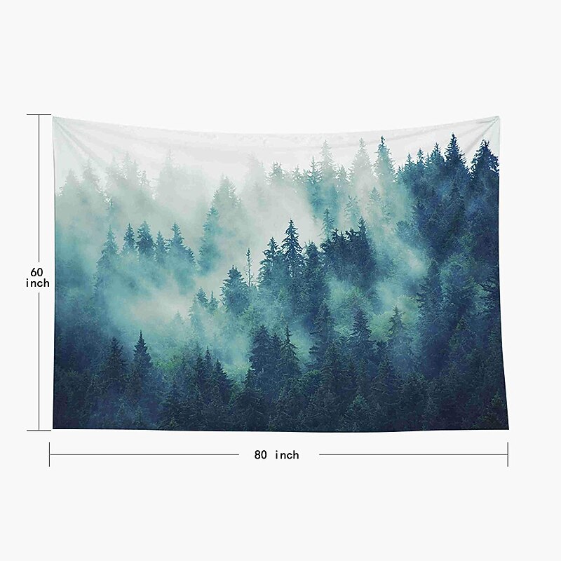 Wall Tapestry Art Decor Blanket Curtain Picnic Tablecloth Hanging Home Bedroom Living Room Dorm Decoration Polyster Forest Fog Tree Views4