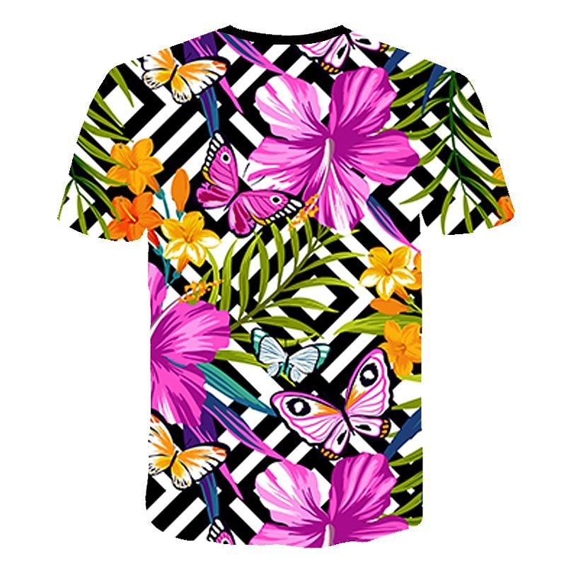 Men's Butterfly Bird Leaves T Shirt Short Sleeve T shirt Crew Neck Shirt Tropical Casual Beach Outdoor Daily Sports Green / Black Blue-Green Sea Blue Spring & Summer Clothing Apparel S M L XL 2XL 3XL4