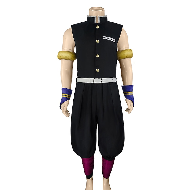 Tengen Uzui Anime Outfits Masquerade Cosplay Suits Top Pants Waist Belt For Men's Adults'