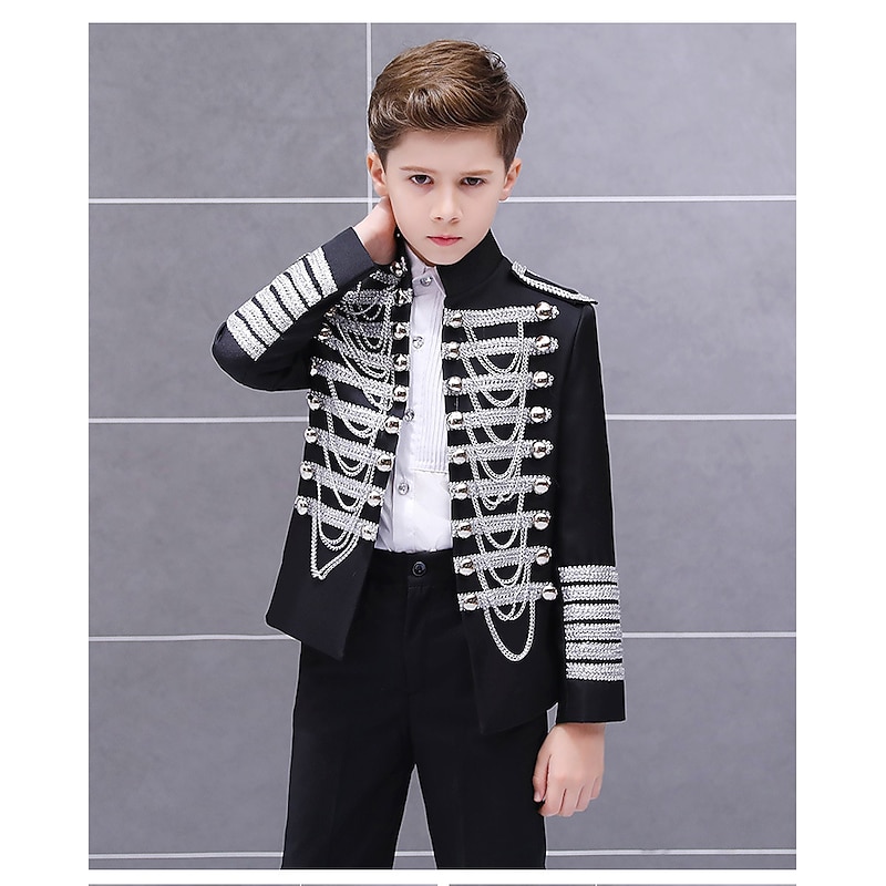Retro Vintage Rococo Medieval Coat Suit Trousers Circus Jacket Prince Aristocrat Fancy Dress Boys' Birthday Party / Evening Prom Kid's Coat Pants3