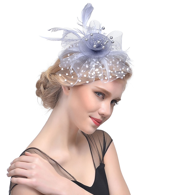 Fascinators Kentucky Derby Hat Headwear Organza Polyester / Polyamide Bucket Hat Party Holiday Melbourne Cup Cocktail Royal Astcot With Feather MiniSpot Headwear4