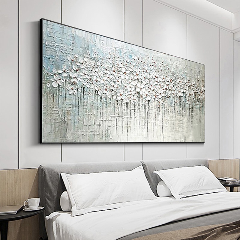 Handmade Oil Painting Canvas Wall Art Decoration Palette Knife Painting Classic White Plum Blossom for Home Decor Rolled Frameless Unstretched Painting4