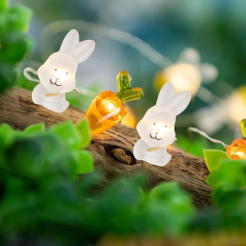 Easter LED Bunny String Lights 2m 20Leds Easter Garden Party Decoration For Home Carrot Rabbit Fairy Light Easter Gifts4