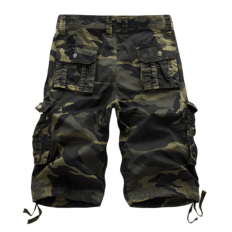 Men's Cargo Shorts Hiking Shorts Leg Drawstring Multi Pocket Multiple Pockets Camouflage Outdoor Breathable Knee Length Casual Daily Streetwear Stylish Black Green Camouflage Blue Micro-elastic3