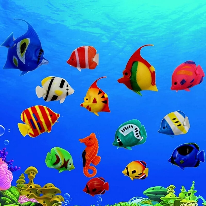10pcs/50pcs Plastic Small Fake Tropical Fish for Aquarium Simulated Vivid Landscape Decoration Floating Artificial Fish Tropical Fish3