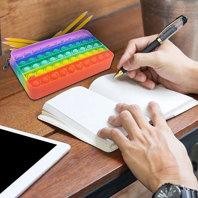 Pop Pencil Case Pop Bubble Simple Fidget Bag Stationery Storage Bag Decompression Toy Portable for School Home College Office2