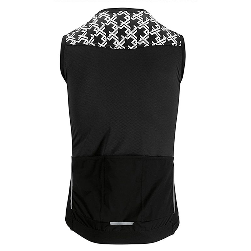 Men's Cycling Jersey Graphic Sleeveless Bike Top with 3 Rear Pockets Mountain Bike MTB Road Bike Cycling Quick Dry Reflective Strips Back Pocket Moisture Wicking Sports Black White Clothing Apparel2