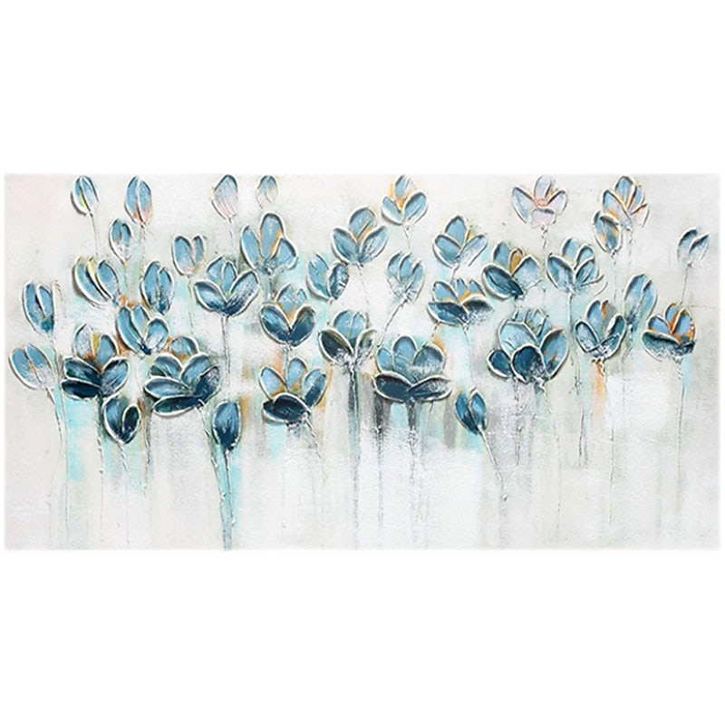 Oil Painting Handmade Hand Painted Wall Art Modern Abstract Blue Texture Flowers Home Decoration Decor Rolled Canvas No Frame Unstretched2