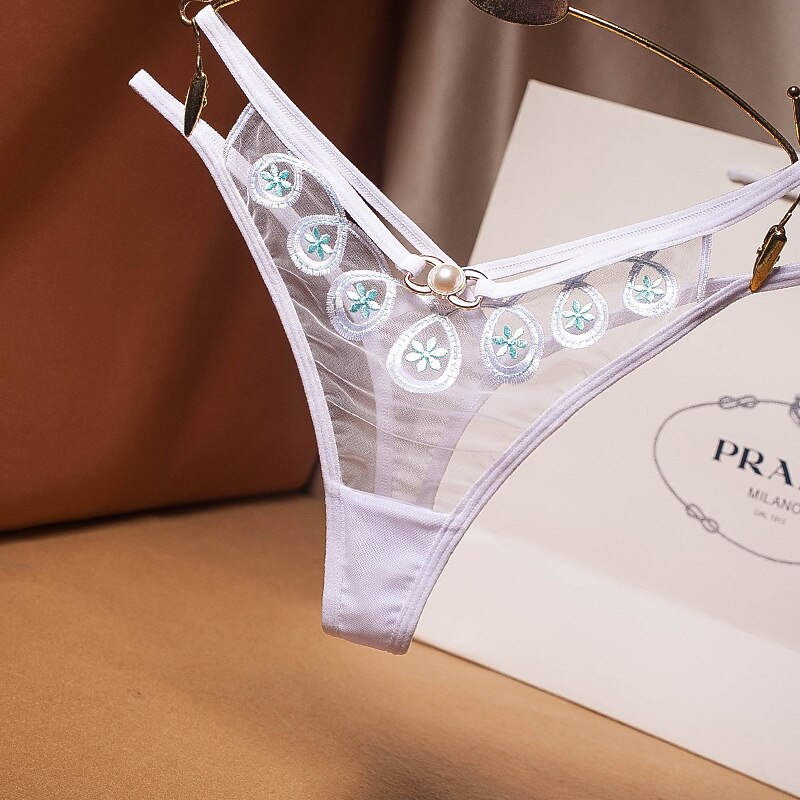 Women's Panties 1 PC Pure Color Fashion Sexy Nylon Mesh Home Outfits4