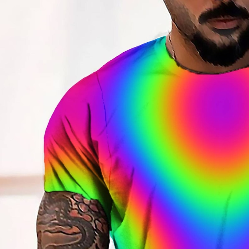 Men's Graphic T Shirt Tee Short Sleeve T shirt 3D Print Round Neck Shirt Fashion Cool Designer Casual Daily Weekend Pink Blue Green Summer Clothing Apparel Normal S M L XL 2XL 3XL 4XL3