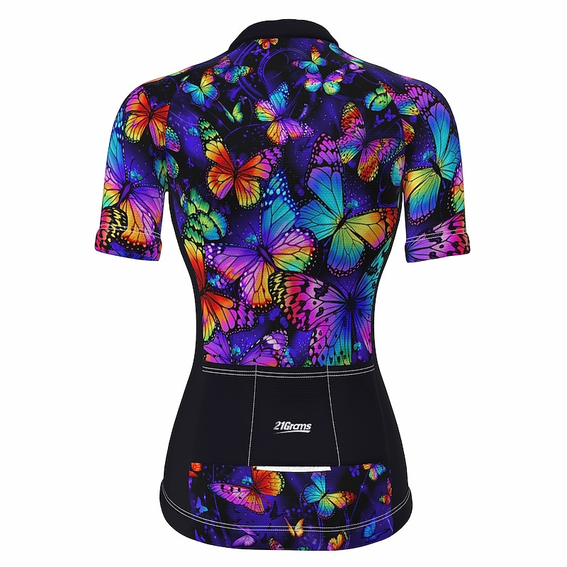 Women's Cycling Jersey Butterfly Short Sleeve Bike Jersey Top with 3 Rear Pockets Mountain Bike MTB Road Bike Cycling Quick Dry Reflective Strips Back Pocket Moisture Wicking Sports Yellow Red Blue4
