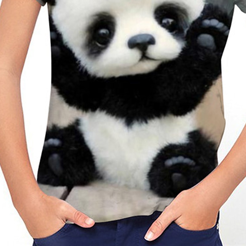 Kids Girls' T shirt Animal Outdoor 3D Print Short Sleeve Active 3-12 Years Spring Black2
