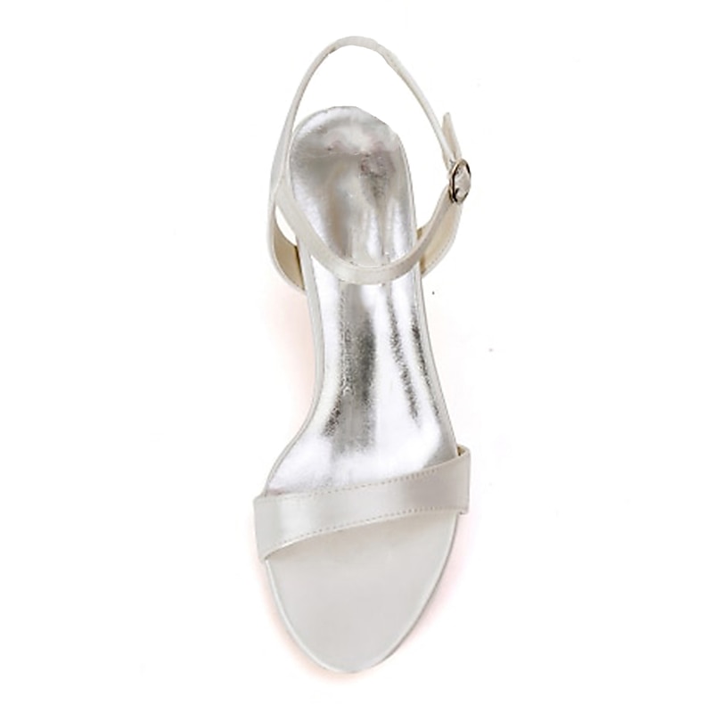 Women's Gold Satin Wedding Heels with Adjustable Ankle Strap – Elegant Open Toe Bridal Shoes for Prom and Special Occasions4