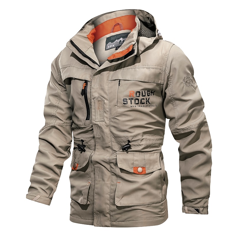 Men's Winter Coat Winter Jacket Jacket Hoodied Jacket Sports Outdoor Hiking Windproof Warm Print Zipper Fall Winter Solid Colored Sporty Turndown Regular Army Green Red Blue Khaki Jacket4